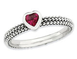 1/3 Carat (ctw) Lab-Created Ruby Heart Promise Ring in Sterling Silver